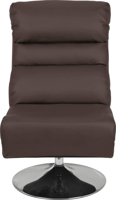 HOME - Costa - Leather Eff Swivel Chair and Footstool -Chocolate